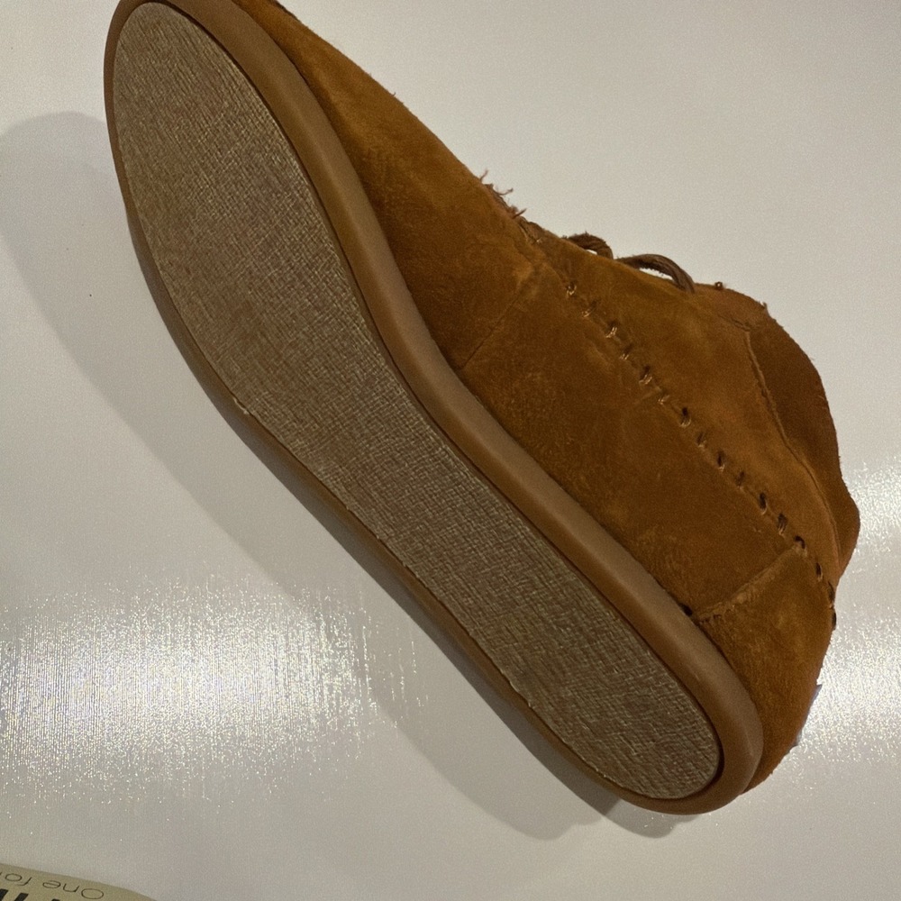 Boho Booties, Toms Women's Moccasin Boots Sz 6 Brown Suede Tribal Lace Up 1742 - Picture 7 of 12